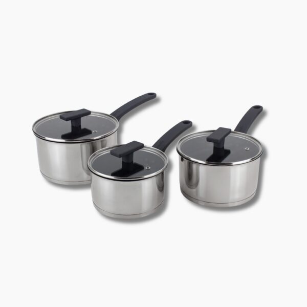 Scoville Live Well 3 Piece Saucepan Set - Stainless Steel Pans