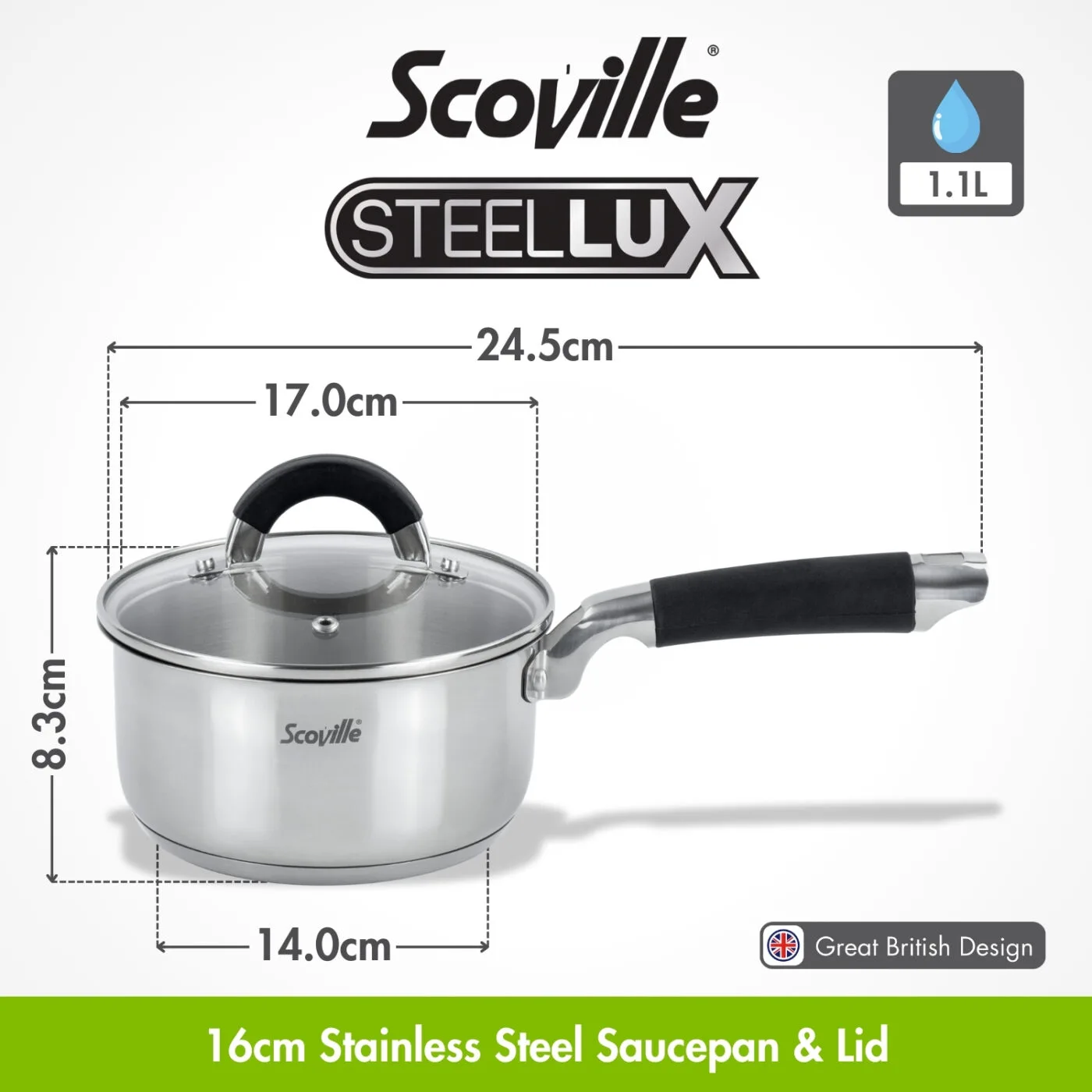 Scoville Steellux 16cm Saucepan Diagram