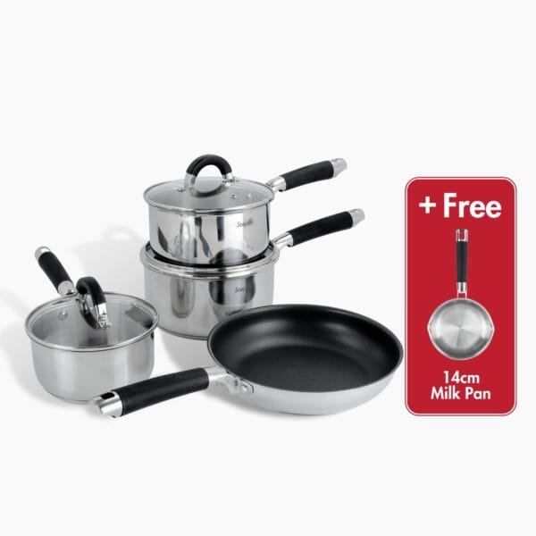 Scoville 5-Piece Stainless Steel Non-Stick Cookware Set with Lids