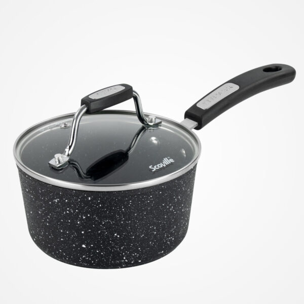 Scoville Neverstick 16cm Saucepan with Glass Lid, Small Non-Stick Saucepan