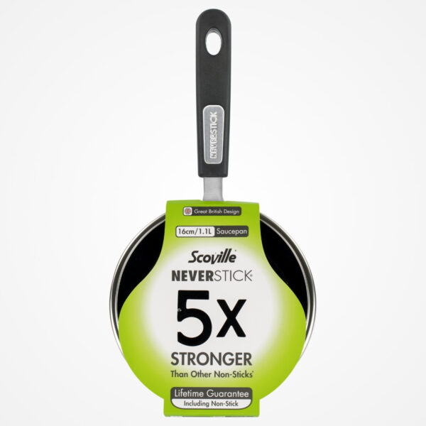 Scoville Neverstick 16cm Saucepan with Glass Lid, Small Non-Stick Saucepan