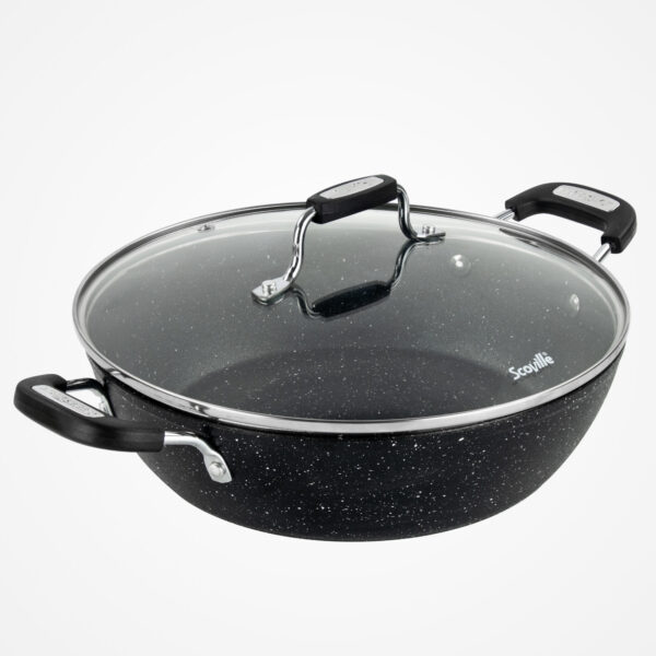 Scoville Neverstick 28cm Shallow Casserole Pan with Glass Lid