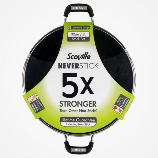 Scoville Neverstick 32cm Stock Pot with Lid for Cooking Larger Portions