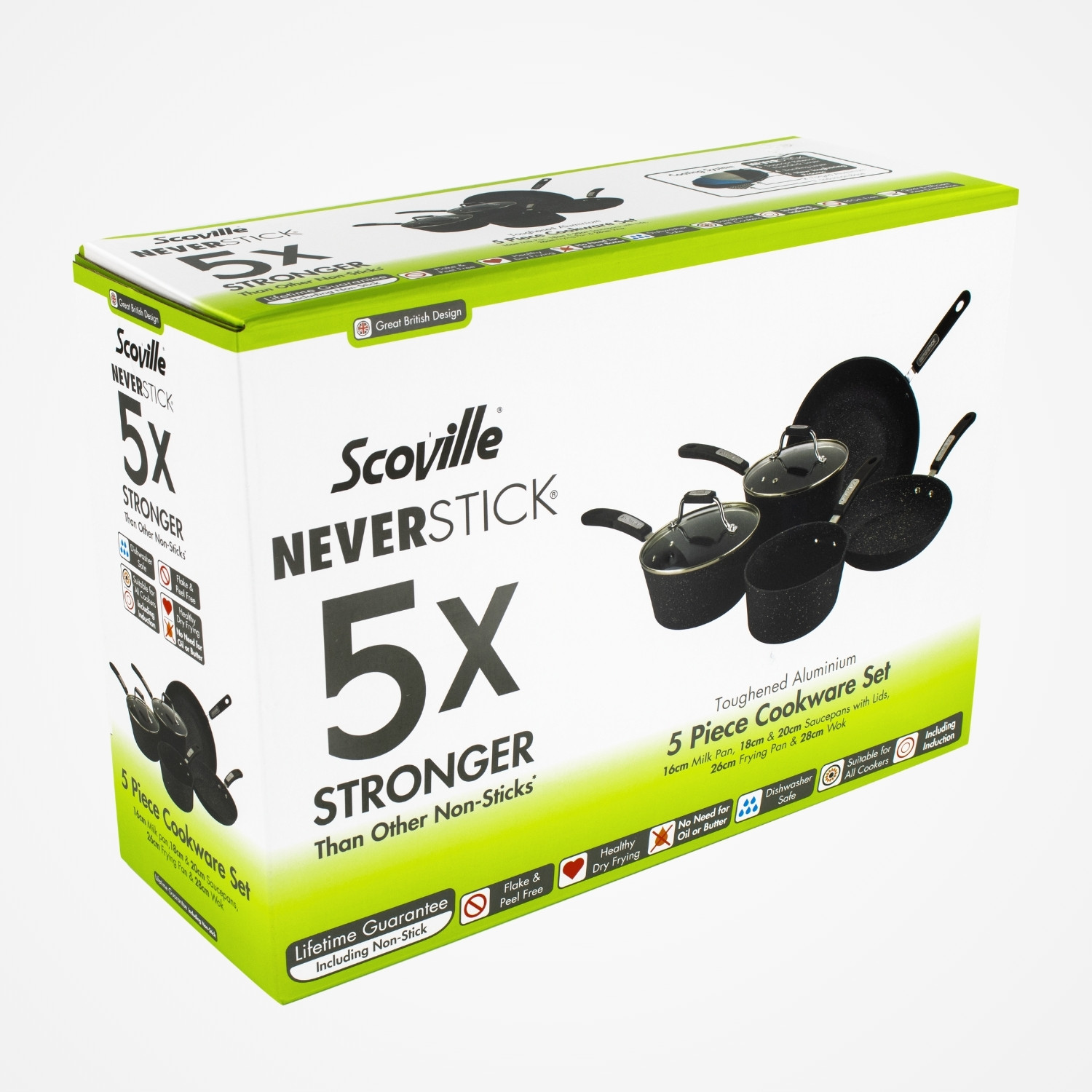 Scoville Neverstick 5 Piece Cookware Set with Lids
